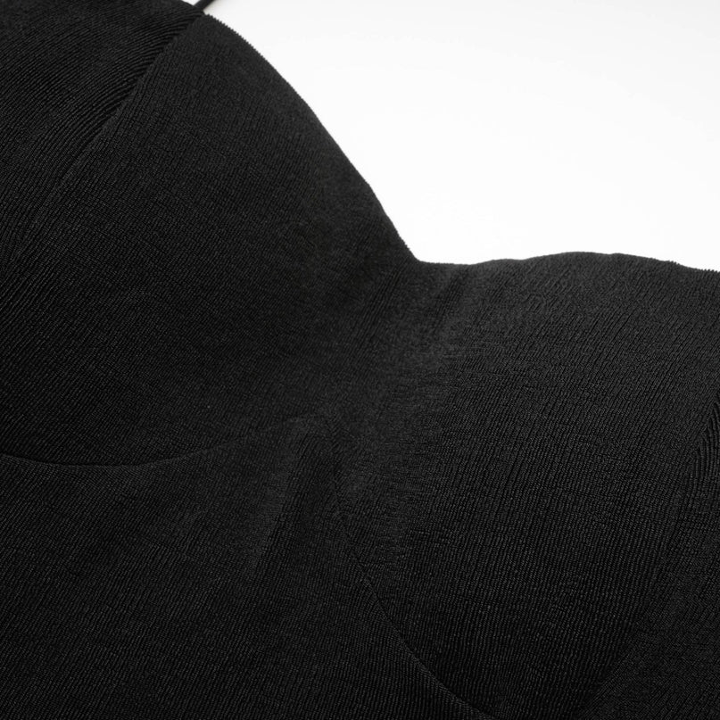 Black bustier midi dress named Ailbhe on display