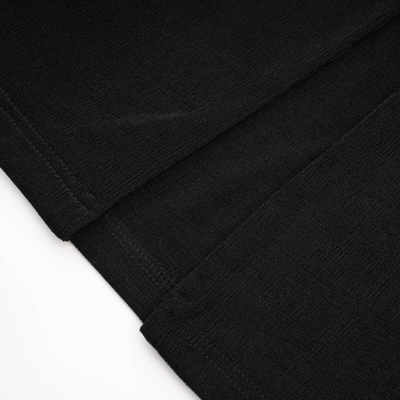 Black bustier style midi dress named Ailbhe with fitted bodice and flared skirt