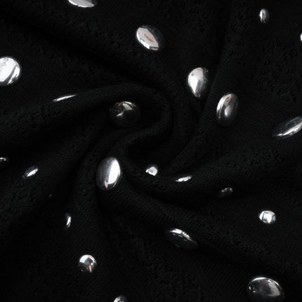 Black crochet knit maxi dress with studded details by Chloe