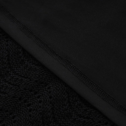 Black Crochet Lace Detail Long Fitted Dress