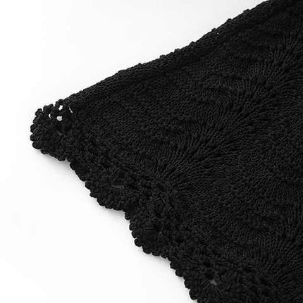 Black crochet lace fitted silhouette with white accents