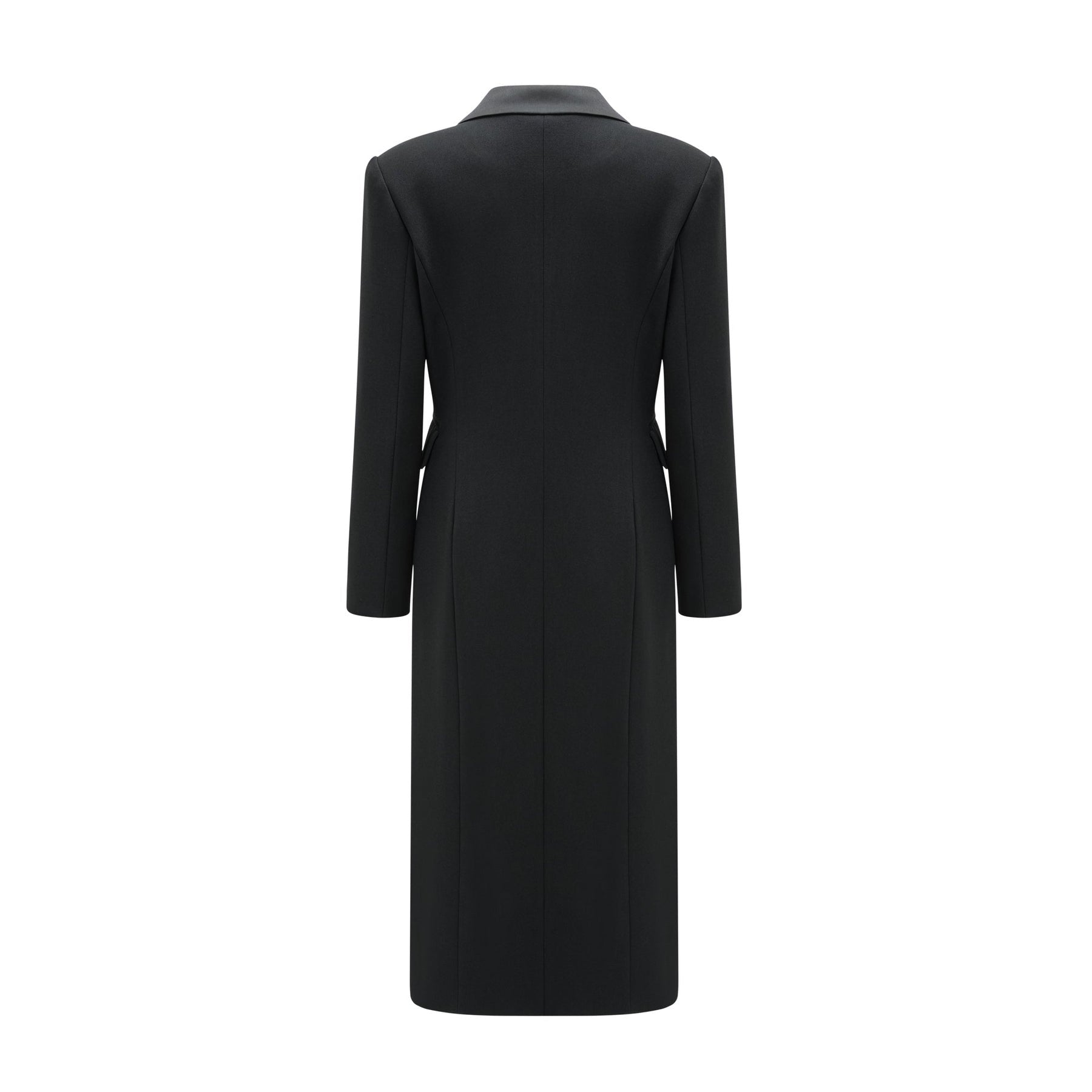 Black double breasted long coat named Eithne