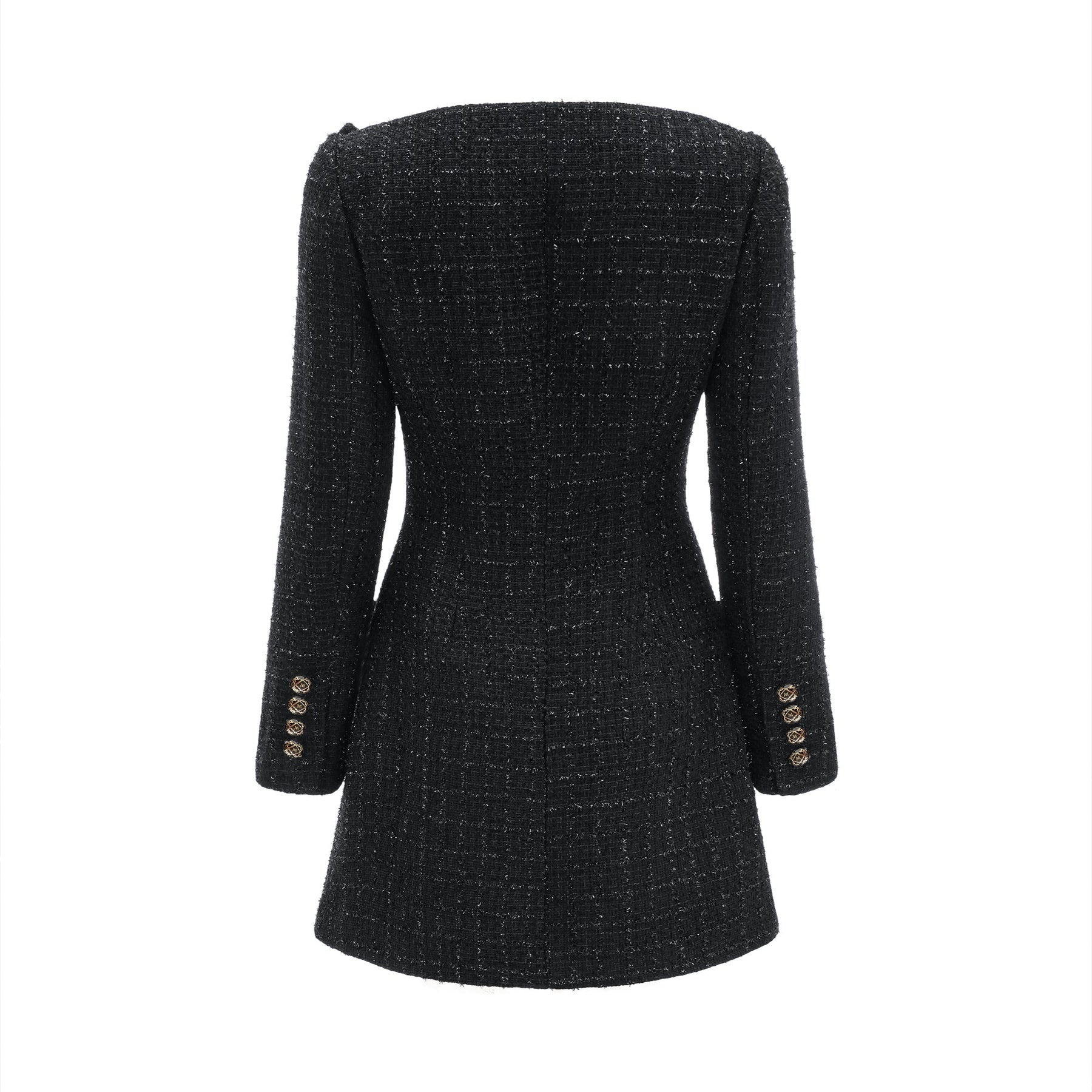 Black doublebreasted coat dress named Erin