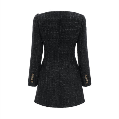 Black doublebreasted coat dress named Erin