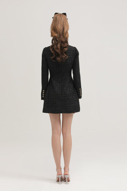 Black doublebreasted coat dress named Erin