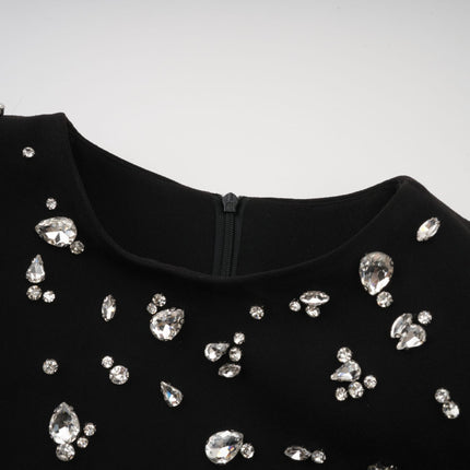 Black floor length maxi dress adorned with crystal embellishments