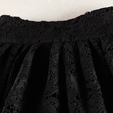 Black floral lace high-waisted maxi skirt