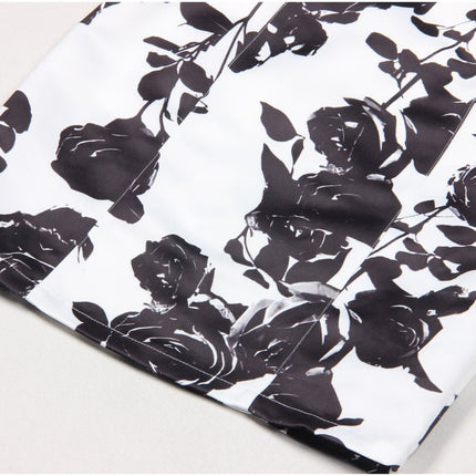 Black floral print bodycon dress with halter neck