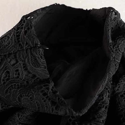 Black lace high-waisted maxi skirt