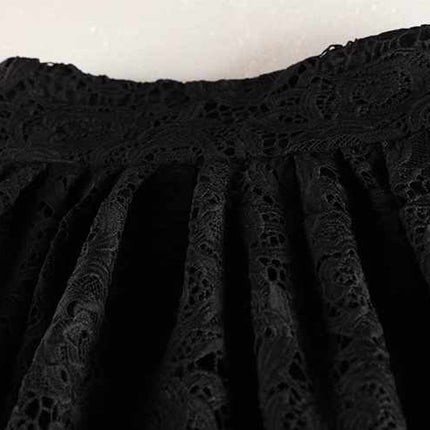 Black lace maxi skirt with high-waisted design