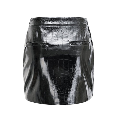 Black pleated dress with faux leather feel stylish buckle detail and thighlength cut Made of 100% premium polyester