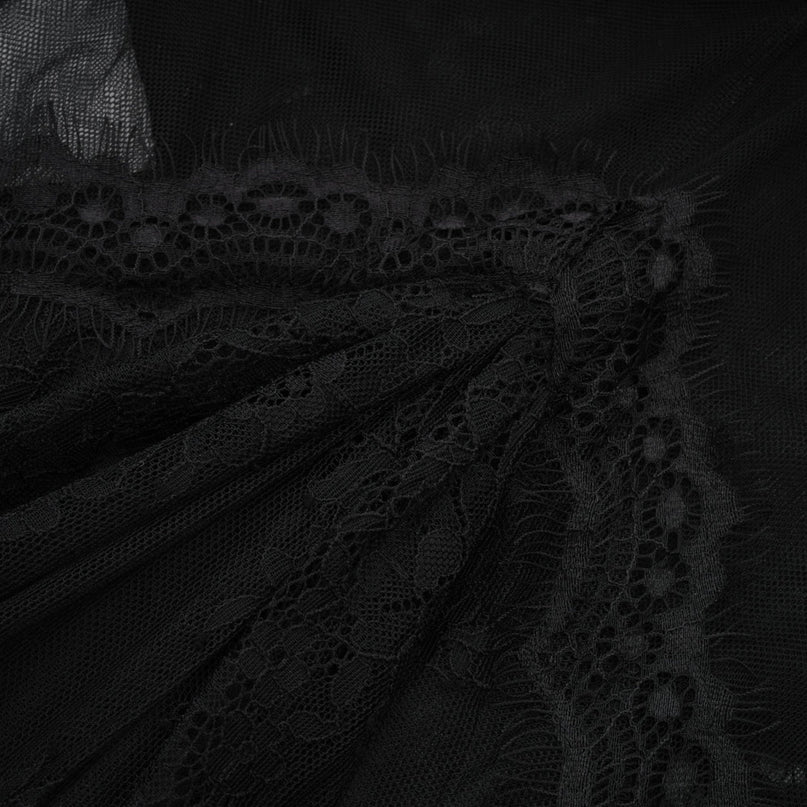 Black maxi dress with crystal embellishments and crossover design named Irene