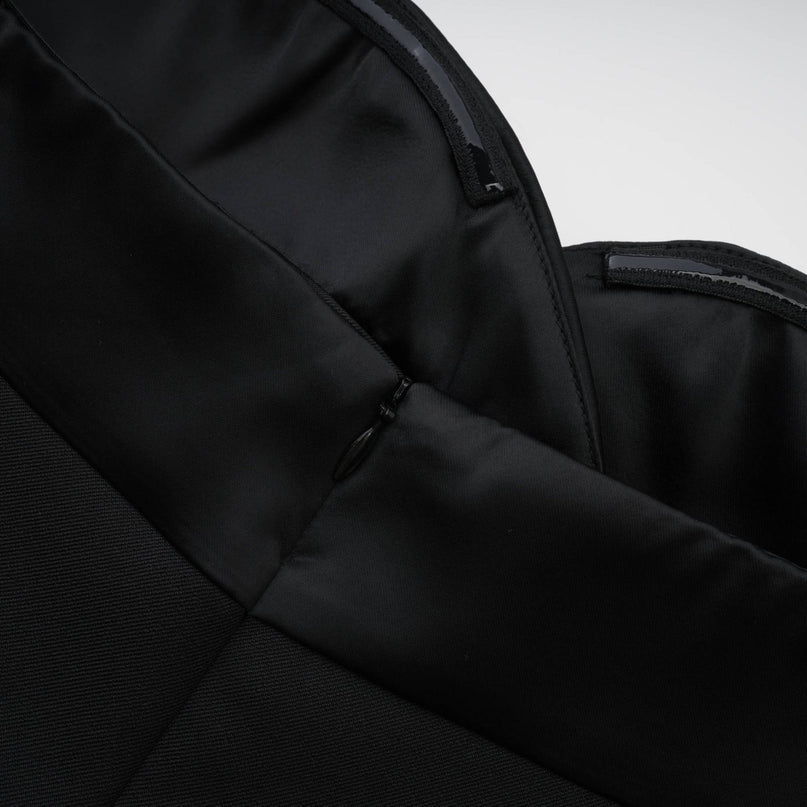 Black mini dress with lace details called Zephyra