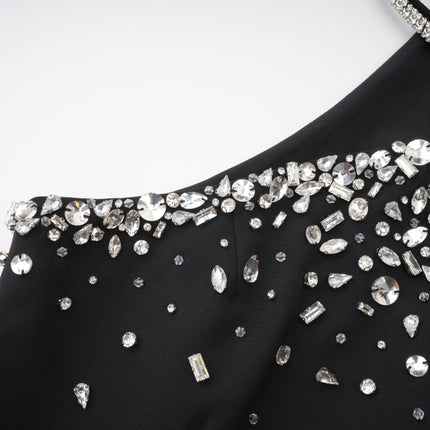 Black ornate mini dress Xanthea with decorative details and short length