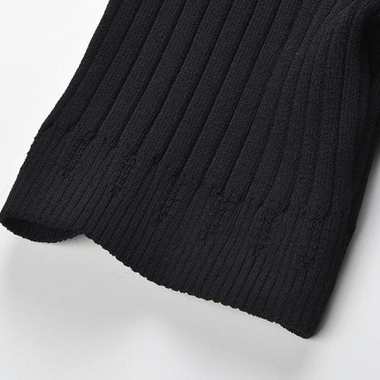 Black Ribbed Maxi Dress with Studded Collar