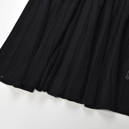Black ribbed maxi dress with studded collar
