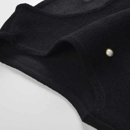 Black ruffle hem dress with pearl embellishments