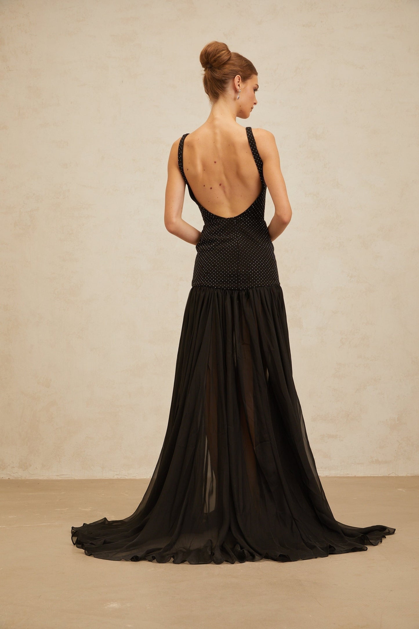 Black Sleeveless Fitted Rhinestone Embellished Dress