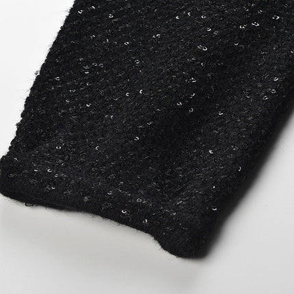 Black Sparkle A-line Structured Dress with Crystal Embellishments