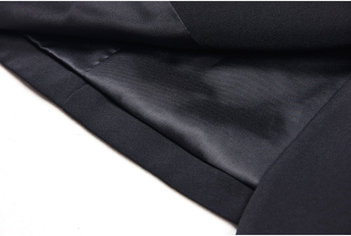 Black Tailored Crystal Embellished Blazer with Silver Accents