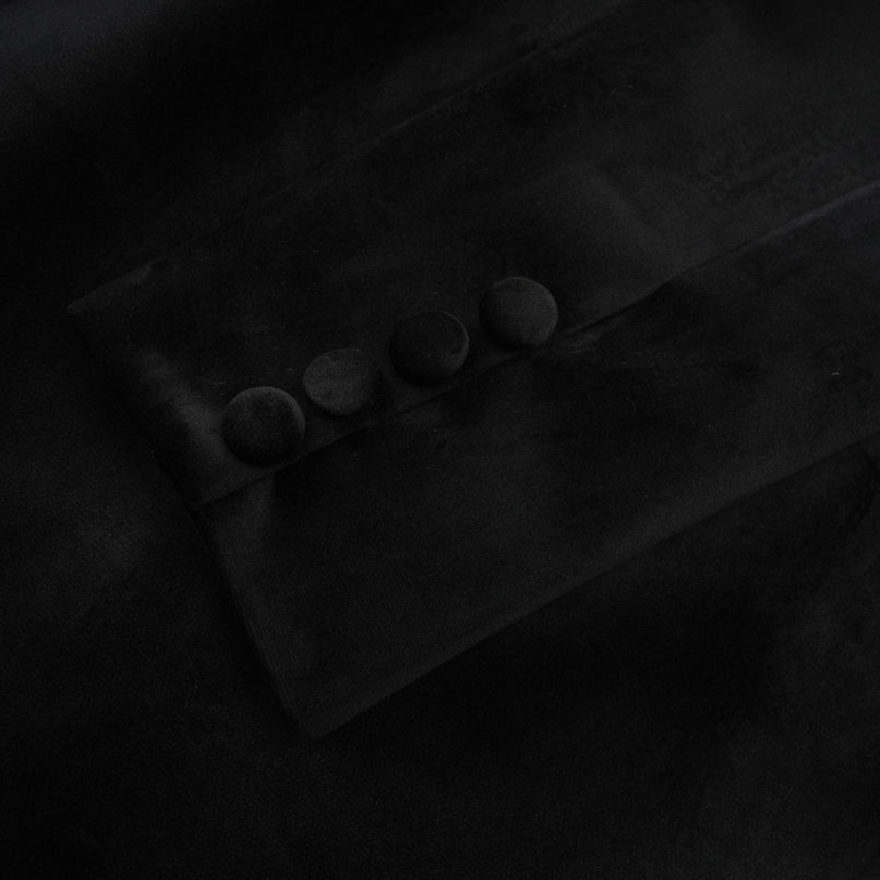 Black velvet mini dress with crystal embellishments called Emilie