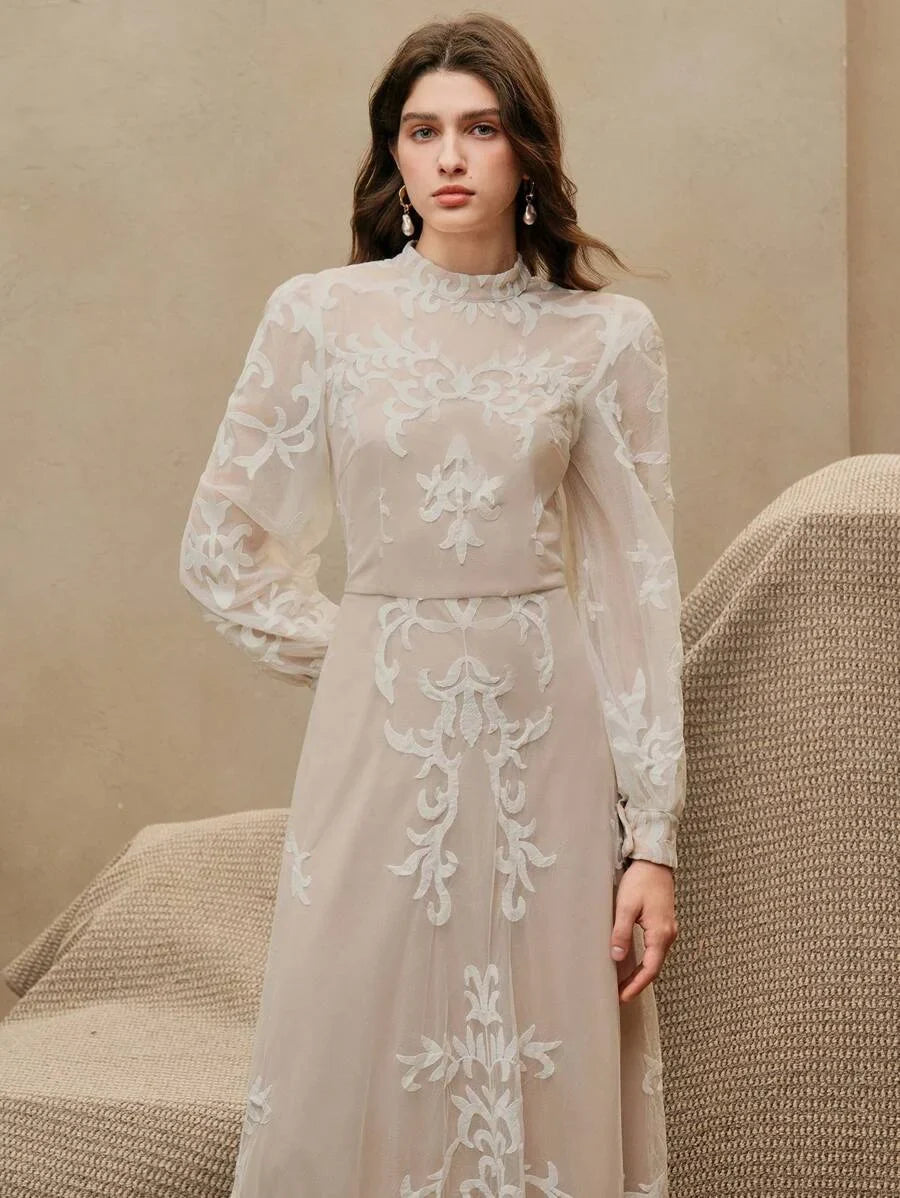 Black Vintage Elegant Lace MidLength Dress For Women SpringSummer