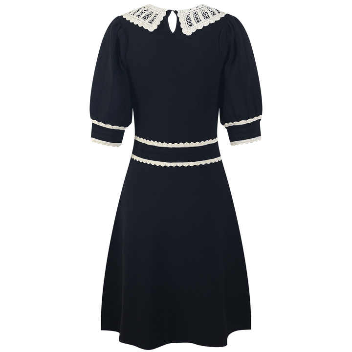 Laura Dress - A-Line Silhouette - Vintage-Inspired Lace Collar - Structured Fit - Puffed Sleeves Laura Dress - A-Line Silhouette - Vintage-Inspired Lace Collar - Structured Fit - Puffed Sleeves