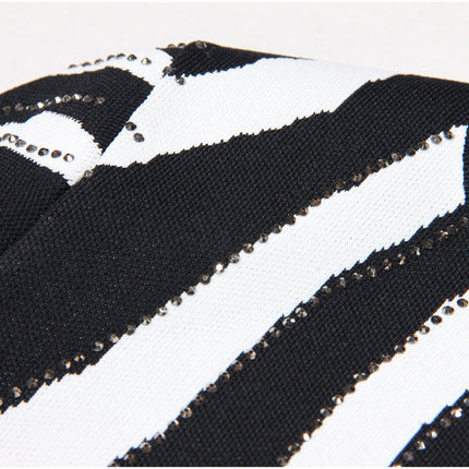Black and white zebra stripe bodycon mini dress