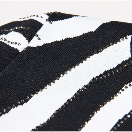 Black and white zebra stripe bodycon mini dress