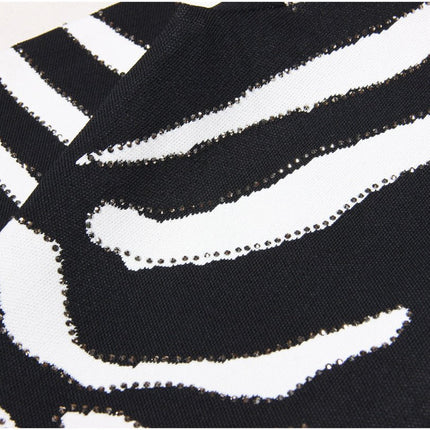 Black and white zebra stripe bodycon mini dress