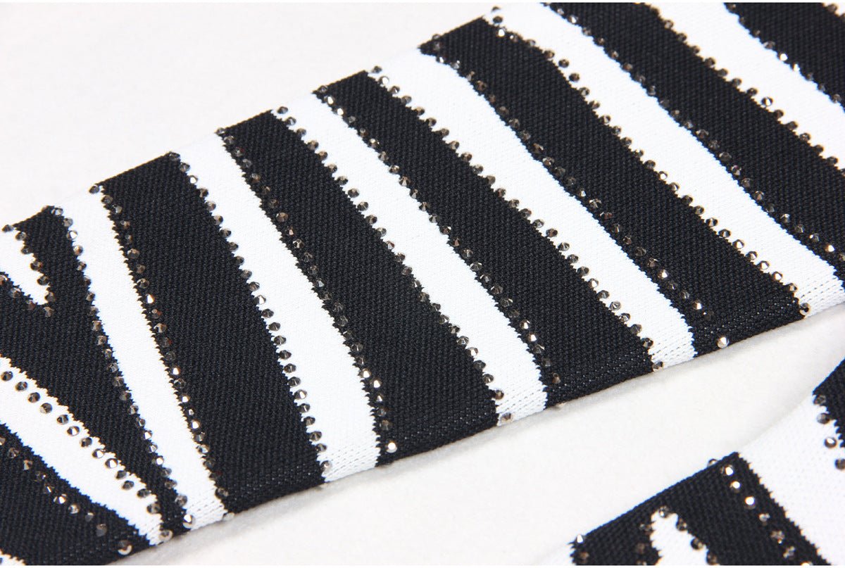 Black and white zebra stripe bodycon mini dress