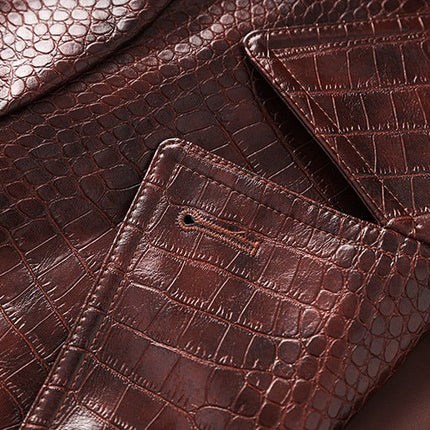 Blair Brown Croc Embossed Trench Coat