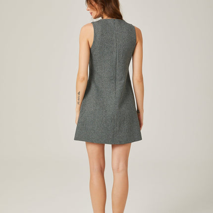 Blair Grey Sleeveless Mini Dress with Faux-Flower Design and Rear Zip Fastening