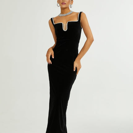 Blanche black Uneck midi dress