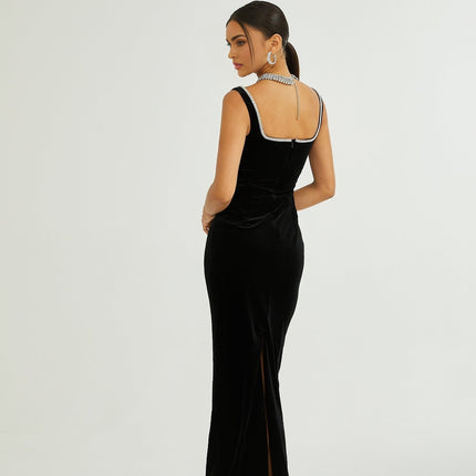 Blanche black Uneck midi dress