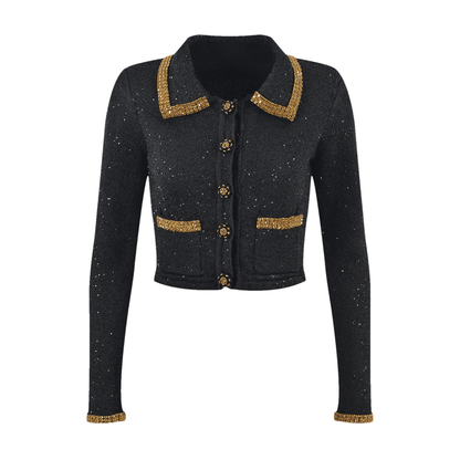 Zoe Jacket & Skirt Black Sequin Matching Set