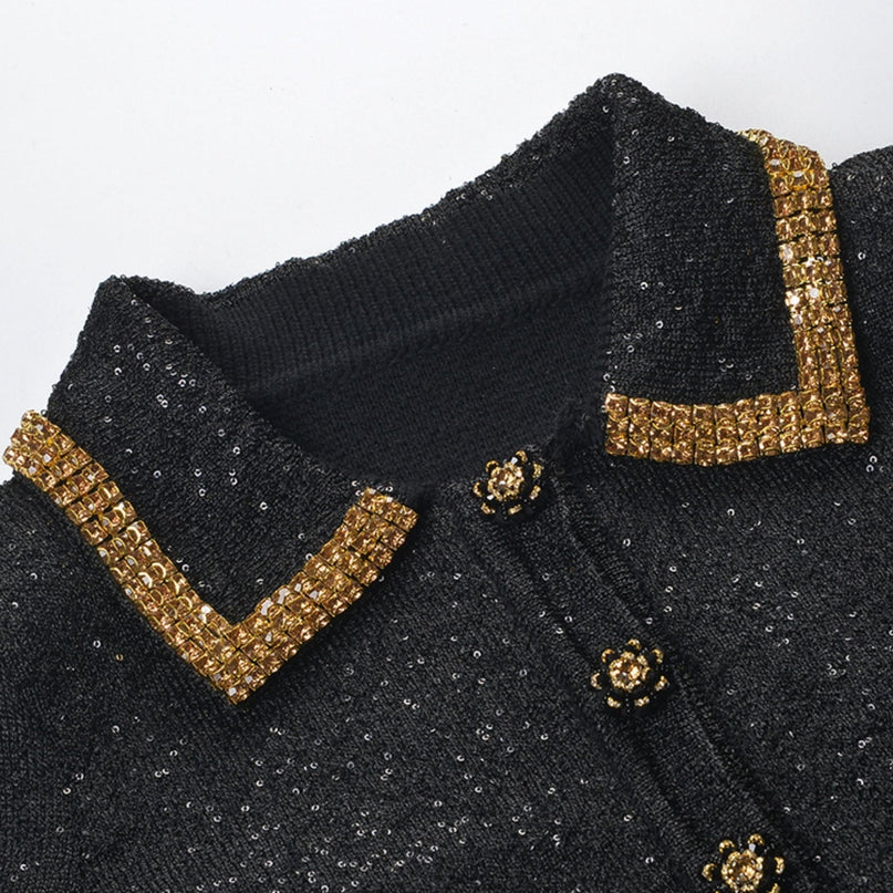 Blandine black sequin jacket  skirt matching set