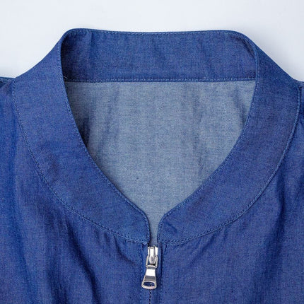 Blue bomber jacket for women
