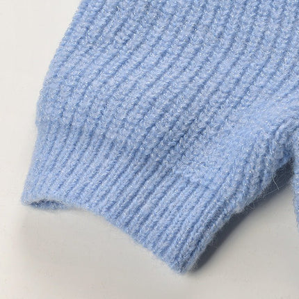 Blue Cropped Cardigan and Pencil Skirt Ensemble in Soft Pastel Blue Hue