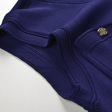 Blue tie-dye pleated button-up top with pockets