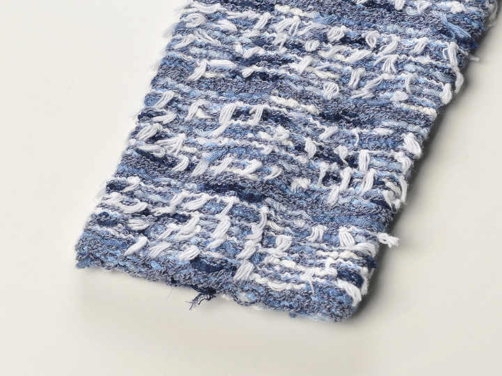 Blue Tweed Blazer with White Accents