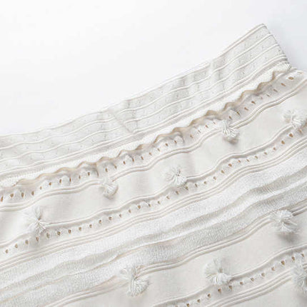 Boho White Embroidered Crop Top and Skirt Set