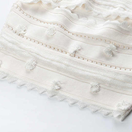 Boho White Embroidered Crop Top and Skirt Set