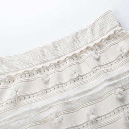 Boho White Embroidered Crop Top and Skirt Set