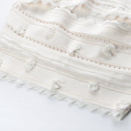 Boho White Embroidered Sleeveless Top and Skirt Set