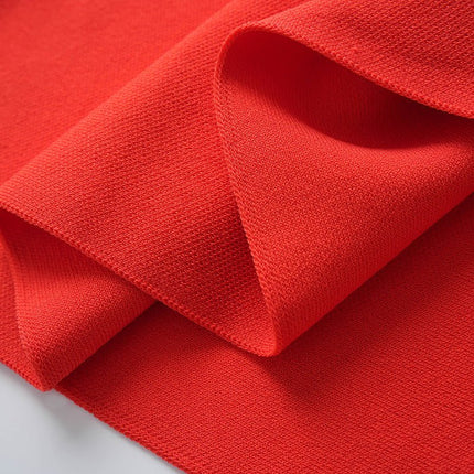 Bold Red Flare Dress with Gold-tone Embossed Buttons