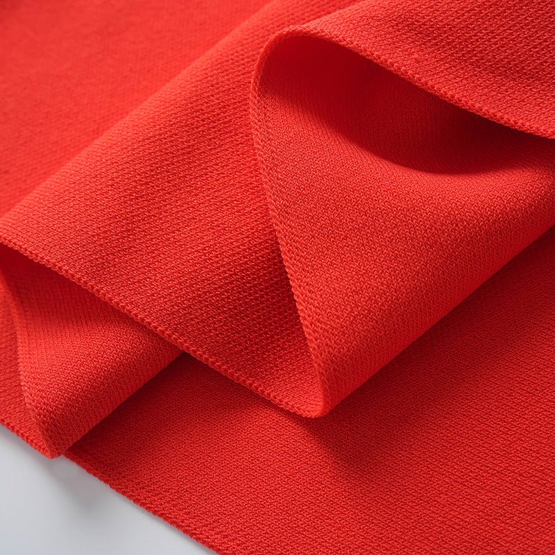 Bold Red Flare Dress with Gold-tone Embossed Buttons