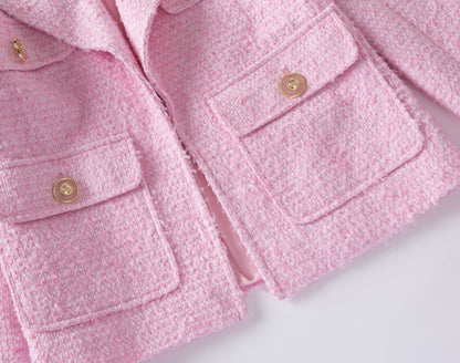 Bouclé Blazer with Gold Button Details - XXS