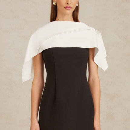 Brenna Black A-Line Cape Detail Mini Dress