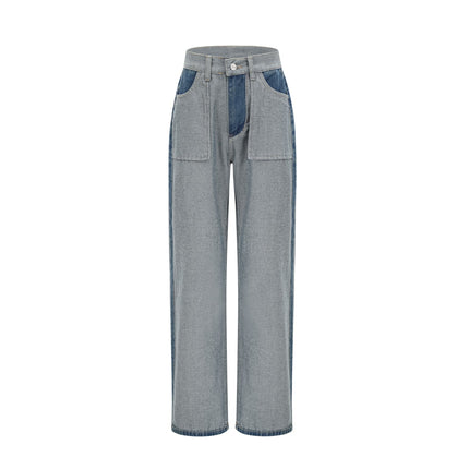 Brenna Blue Wide Leg Panelled Denim Jeans